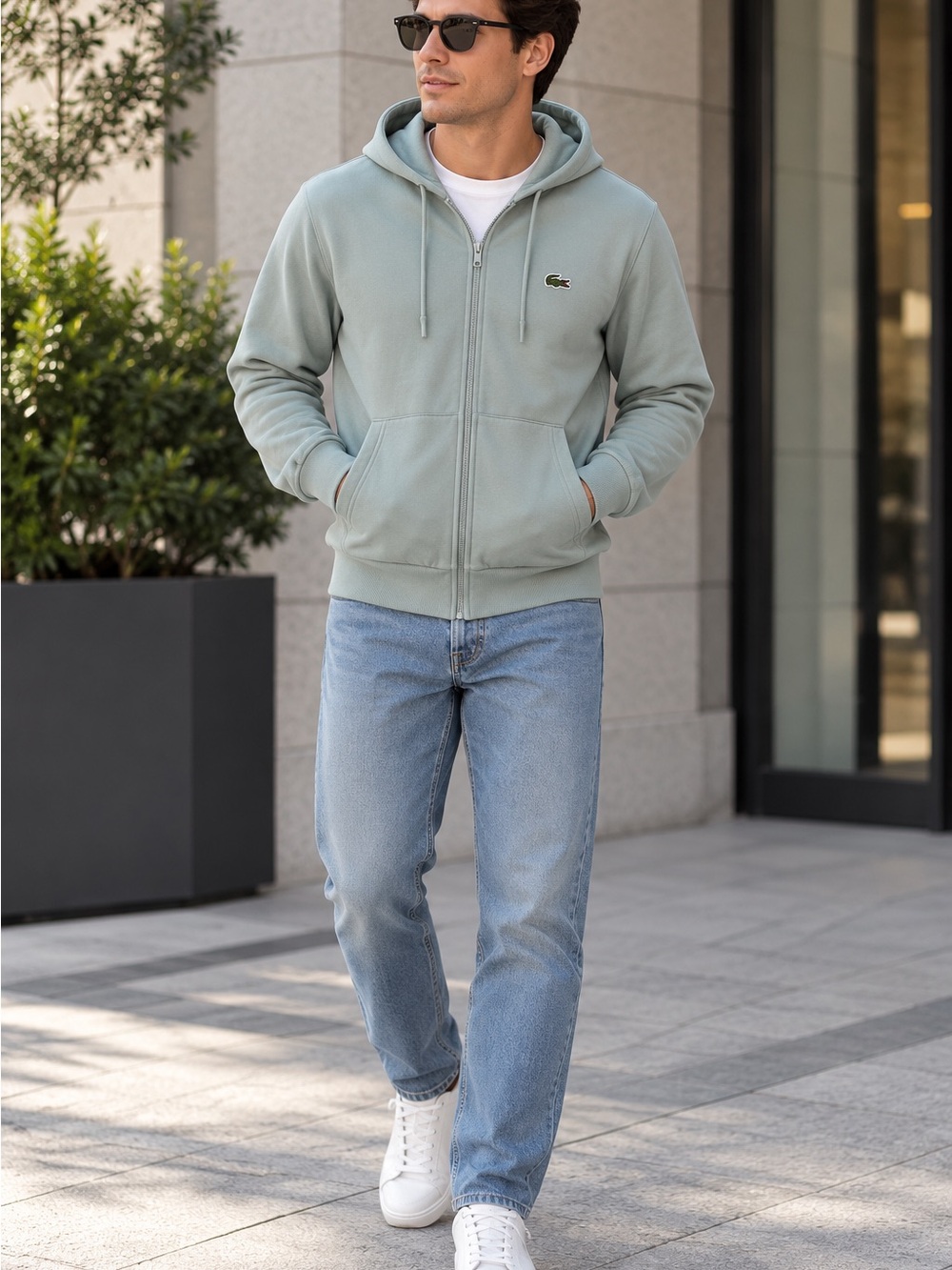 NWT Lacoste Men’s Mint Green Full-Zip Hoodie Jacket